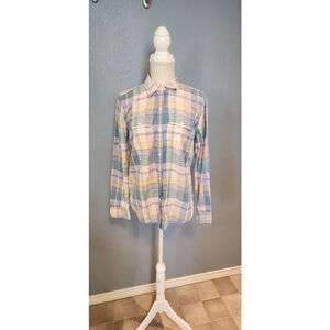 Vintage Y2K Chaps pastel plaid cotton blend button-down shirt